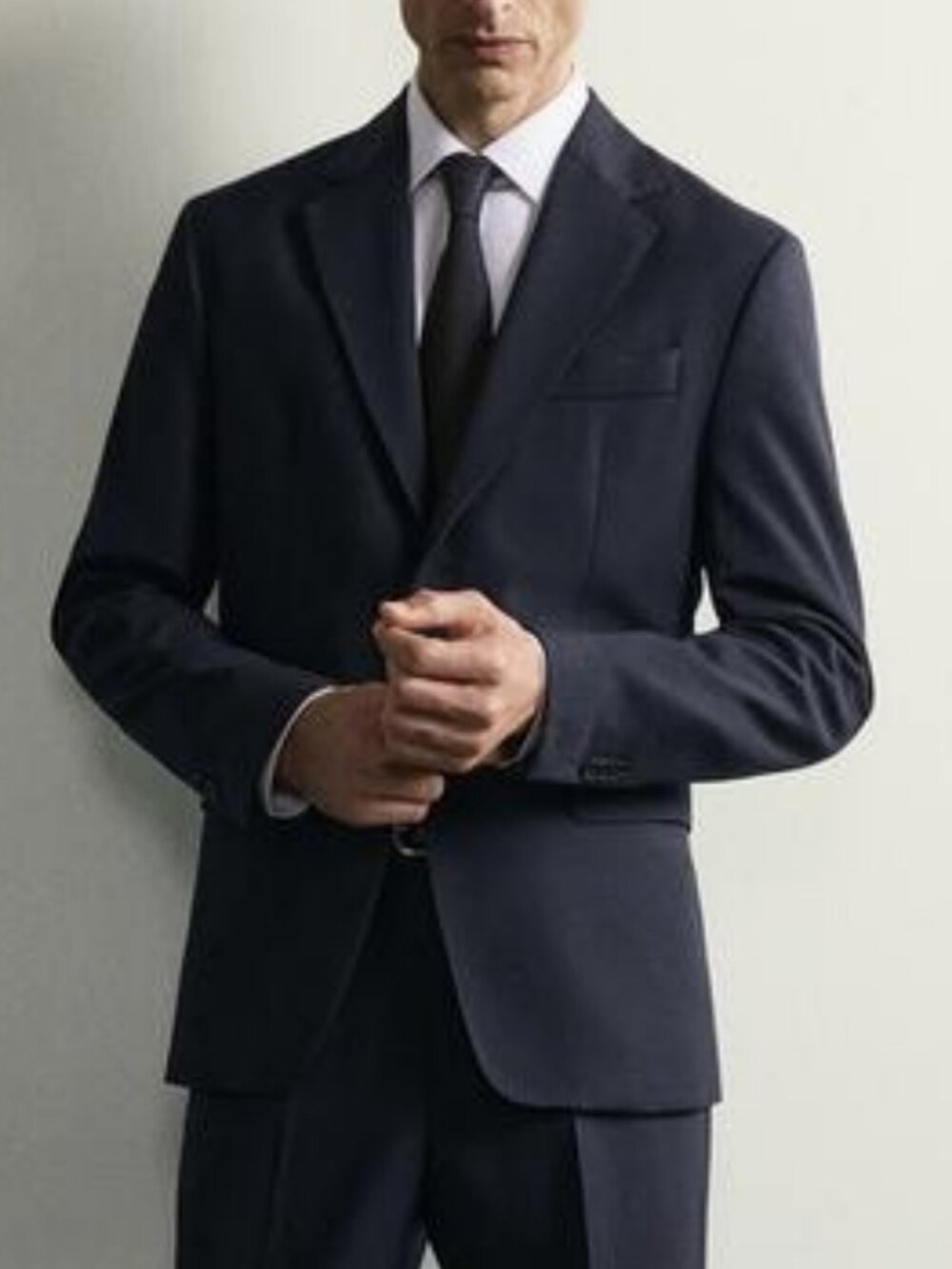 Zara Man tailored wool blend suit blazer navy blue men's size 36